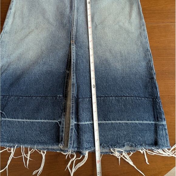 Current/Elliott The Slit Denim Ombre Straight Midi Raw Hem Skirt, size 27 - Picture 9 of 10